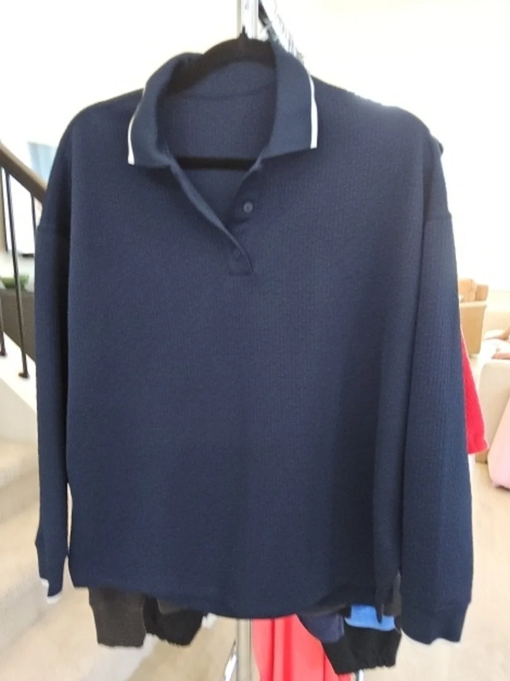 lululemon athletica Navy Blue Long-Sleeve Polo Sweater